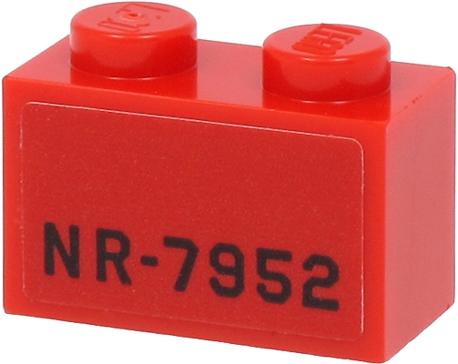 Brick 1 x 2 with Black 'NR-7952' Pattern on Both Sides (Stickers) - Set 40450