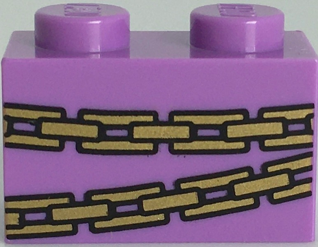 Brick 1 x 2 with Gold Chains Pattern (BrickHeadz Belle Bottom Abdomen)