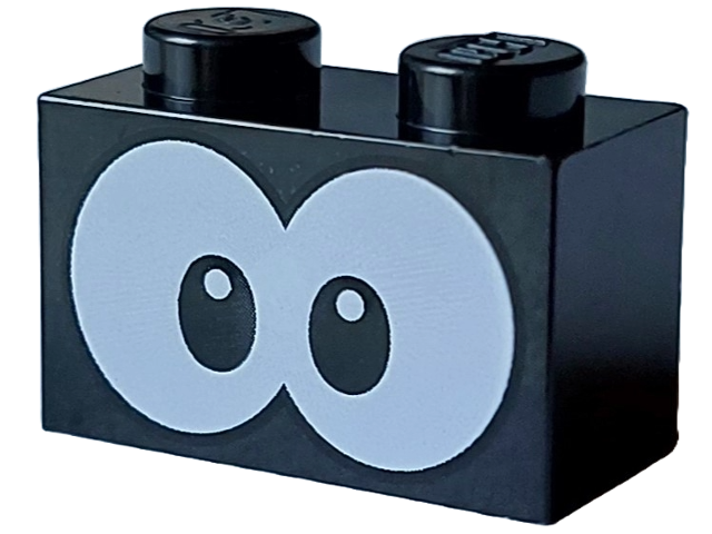 Brick 1 x 2 with Large Black and White Eyes Pattern (Super Mario Para-Biddybud)