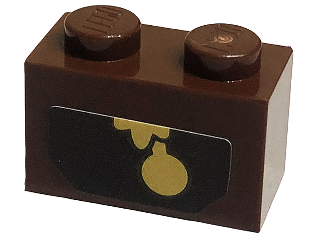 Brick 1 x 2 with Gold Clock Pendulum (Cogsworth) Pattern (Sticker) - Set 43196