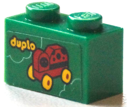 Brick 1 x 2 with 'duplo' and Ladybug with Yellow Wheels Pattern (Sticker) - Set 40346