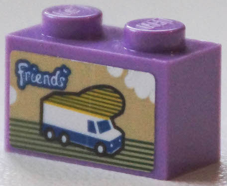 Brick 1 x 2 with 'Friends', Camper Van and Clouds Pattern (Sticker) - Set 40346