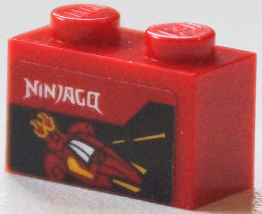 Brick 1 x 2 with 'NINJAGO', Spaceship and Flames Pattern (Sticker) - Set 40346