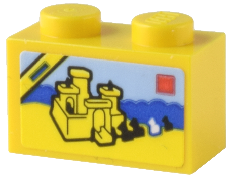 Brick 1 x 2 with LEGO Set 375 / 6075 Castle Box Art Pattern (Sticker) - Set 80036