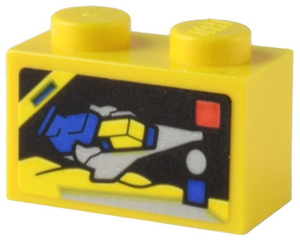 Brick 1 x 2 with LEGO Space Set 928 / 497 Galaxy Explorer Box Art Pattern (Sticker) - Set 80036