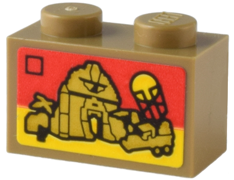 Brick 1 x 2 with LEGO Adventurers Set 5988 Pharaoh's Forbidden Ruins Box Art Pattern (Sticker) - Set 80036