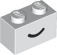 Brick 1 x 2 with Black Smile Curved Line Pattern