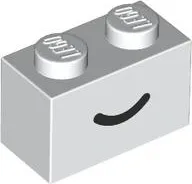 Brick 1 x 2 with Black Smile Curved Line Pattern