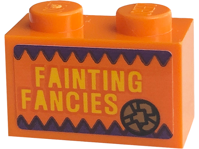 Brick 1 x 2 with 'FAINTING FANCIES' Pattern (Sticker) - Set 76422