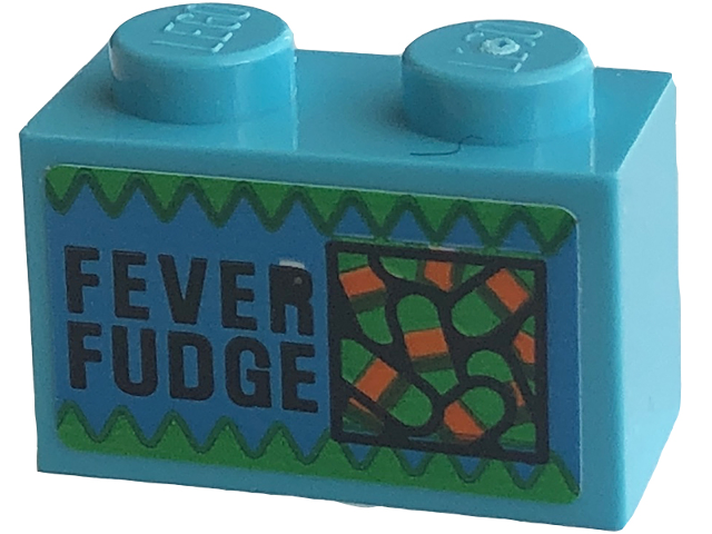 Brick 1 x 2 with 'FEVER FUDGE' Pattern (Sticker) - Set 76422
