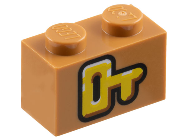 Brick 1 x 2 with Yellow Key with Black Outline Pattern (Super Mario Key Block)