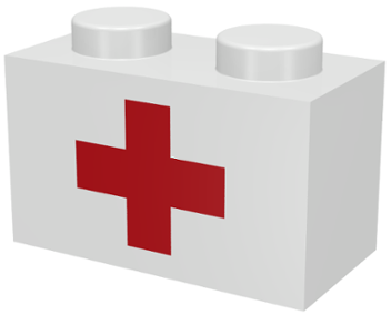 Brick 1 x 2 with Red Cross Pattern - Surface Print