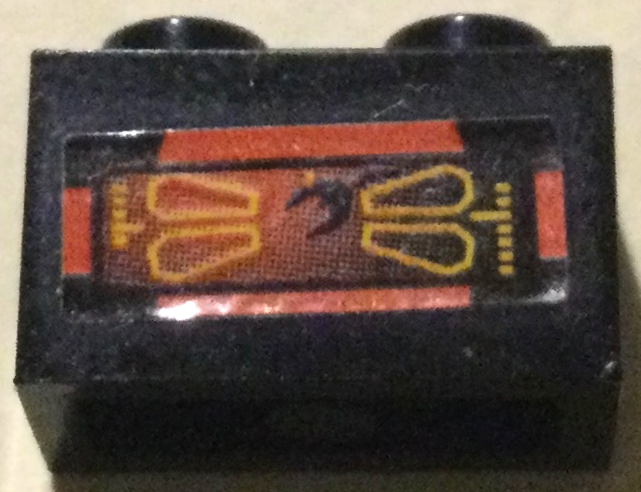 Brick 1 x 2 with Screen with Red and Yellow Head-Up Display (HUD) Pattern (Sticker) - Set 7721