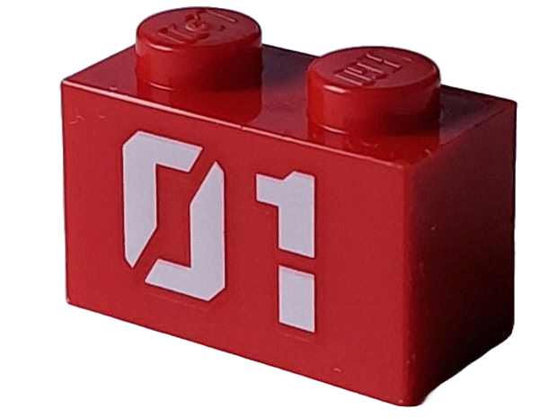 Brick 1 x 2 with White '01' Pattern