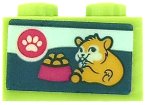 Brick 1 x 2 with Paw Print, Hamster and Food Bowl Pattern (Sticker) - Set 41405