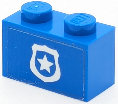 Brick 1 x 2 with White Police Badge with Star Pattern (Sticker) - Set 40347