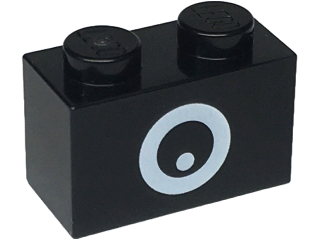 Brick 1 x 2 with White Circle and Dot Pattern (Super Mario Chain Chomp Eye)