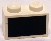 Brick 1 x 2 with Black Rectangle Pattern (Sticker) - Set 1554
