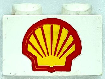 Brick 1 x 2 with Large Shell Logo Pattern - Debossed Print