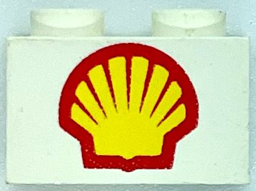 Brick 1 x 2 with Large Shell Logo Pattern - Surface Print