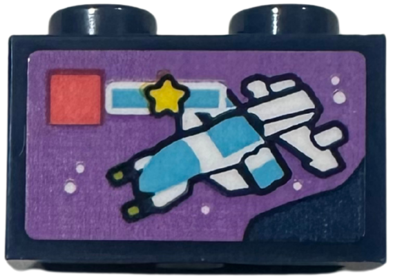 Brick 1 x 2 with LEGO Space Police Set 5974 Galactic Enforcer Box Art Pattern (Sticker) - Set 42674