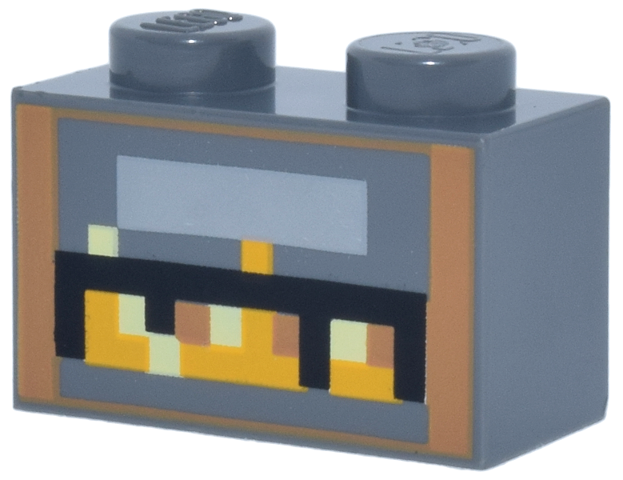 Brick 1 x 2 with Minecraft Pixelated Smoker Lit Pattern