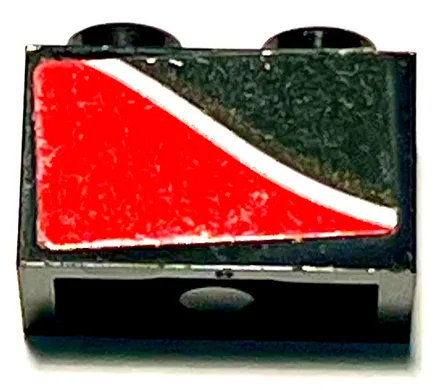 Brick 1 x 2 with White Stripe on Red Background Pattern Model Right Side (Sticker) - Set 75882
