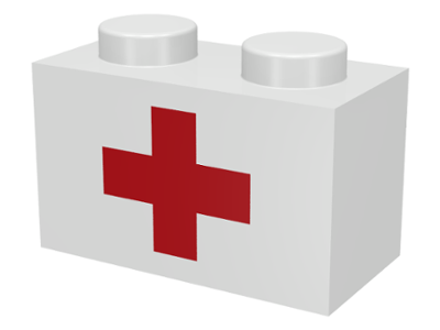 Brick 1 x 2 with Red Cross Pattern (Undetermined Type)