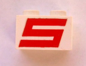 Brick 1 x 2 with Red Letter S Sterling Logo Pattern