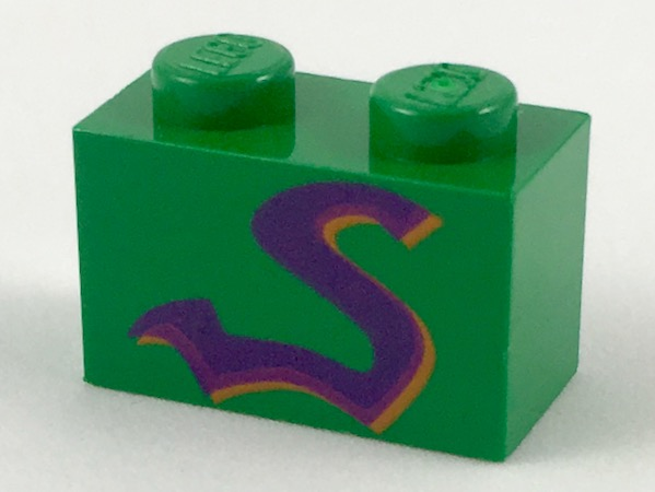 Brick 1 x 2 with Purple Snake Pattern