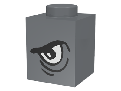 Brick 1 x 1 with Angry Black Eyebrow and White Eye Left Pattern