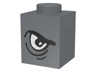 Brick 1 x 1 with Angry Black Eyebrow and White Eye Right Pattern