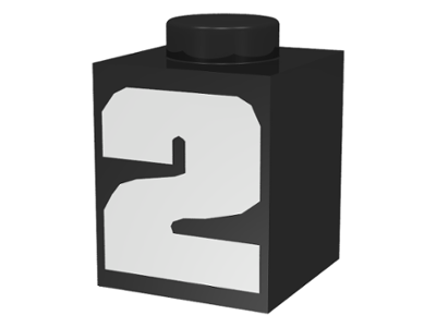 Brick 1 x 1 with White Number 2 Pattern