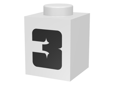 Brick 1 x 1 with Black Number 3 Pattern