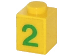 Brick 1 x 1 with Green Number 2 Pattern (Sticker) - Set 7740