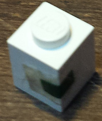 Brick 1 x 1 with Green Rectangle Pattern (Sticker) - Set 1650-1