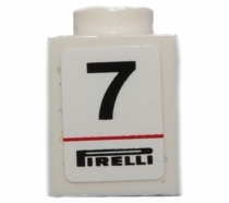 Brick 1 x 1 with Black Number 7 and Pirelli Logo Pattern (Sticker) - Set 30192