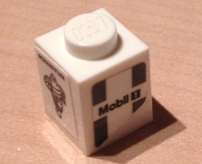 Brick 1 x 1 with 'Mobil 1' and Dark Bluish Gray Markings and 'SCHAEFFLER' with Michelin Logo Pattern Model Right Side (Stickers) - Set 75876