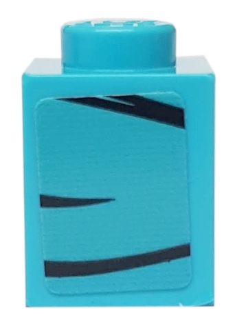 Brick 1 x 1 with 3 Black Lines on Medium Azure Background Pattern Model Left Side (Sticker) - Set 76898