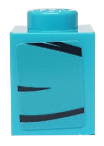 Brick 1 x 1 with 3 Black Lines on Medium Azure Background Pattern Model Left Side (Sticker) - Set 76898