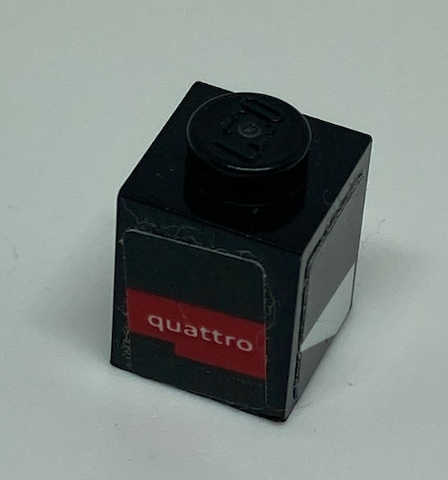 Brick 1 x 1 with 'quattro' and White Trapezoid on Adjacent Sides Pattern Model Right Side (Stickers) - Set 75872