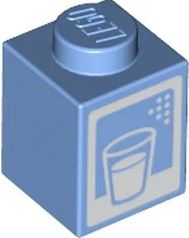 Brick 1 x 1 with White Glass Outline, Drink, and Border Pattern (Milk Carton)