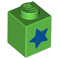 Brick 1 x 1 with Blue Star Pattern