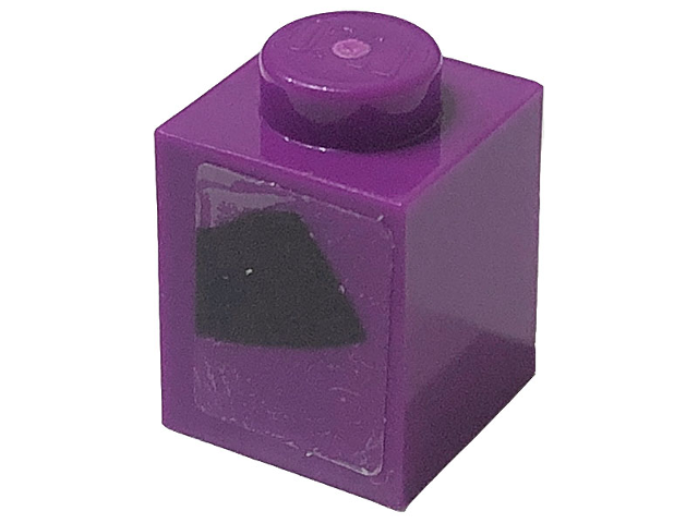 Brick 1 x 1 with Black Trapezoid Stripe Pattern Model Left Side (Sticker) - Set 76904