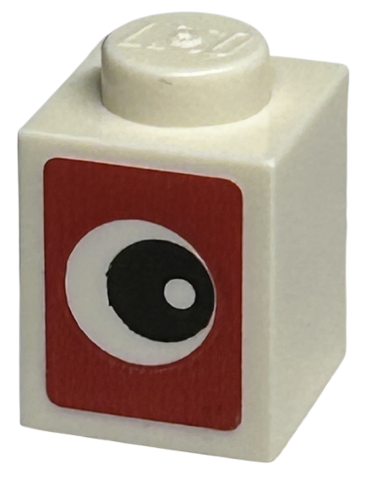 Brick 1 x 1 with Black Eye on Red Background Pattern (Sticker) - Set 40574