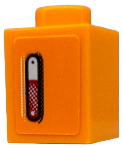 Brick 1 x 1 with Red and Silver Blinker Light with Black Outline Pattern Model Right Side (Sticker) - Set 76918