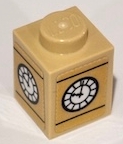 Brick 1 x 1 with Black and White Big Ben Tower Clock Face Pattern on All Sides (Stickers) - Set 854012