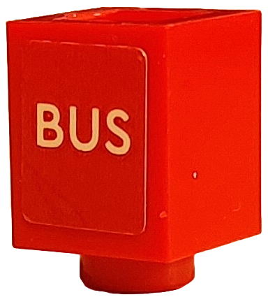 Brick 1 x 1 with White 'BUS' Pattern on Opposite Sides (Stickers) - Set 910034