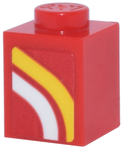 Brick 1 x 1 with White and Yellow Curved Stripes Pattern Model Left Side (Sticker) - Set 77242