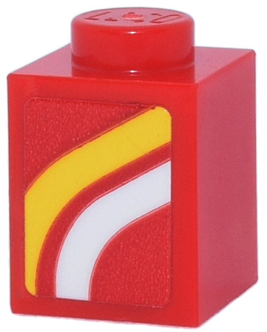 Brick 1 x 1 with White and Yellow Curved Stripes Pattern Model Right Side (Sticker) - Set 77242